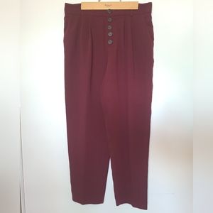 Anthropologie - Burgundy Button Front Pants - Size 4